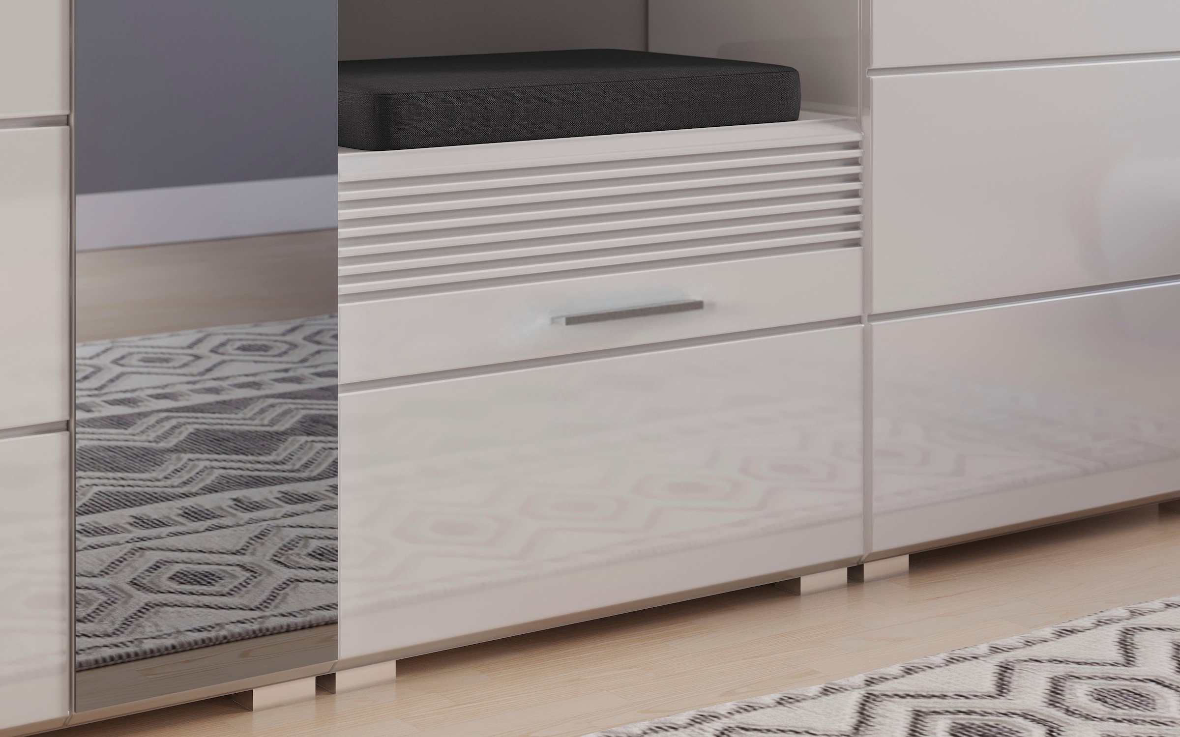 INOSIGN Sitzbank »Malmö, Breite 60 cm, 1 Tür, 2 Fächer, hochwertige MDF Front« Rillenfräsung, Bank, Schuhbank, Garderobenbank, Dielenbank