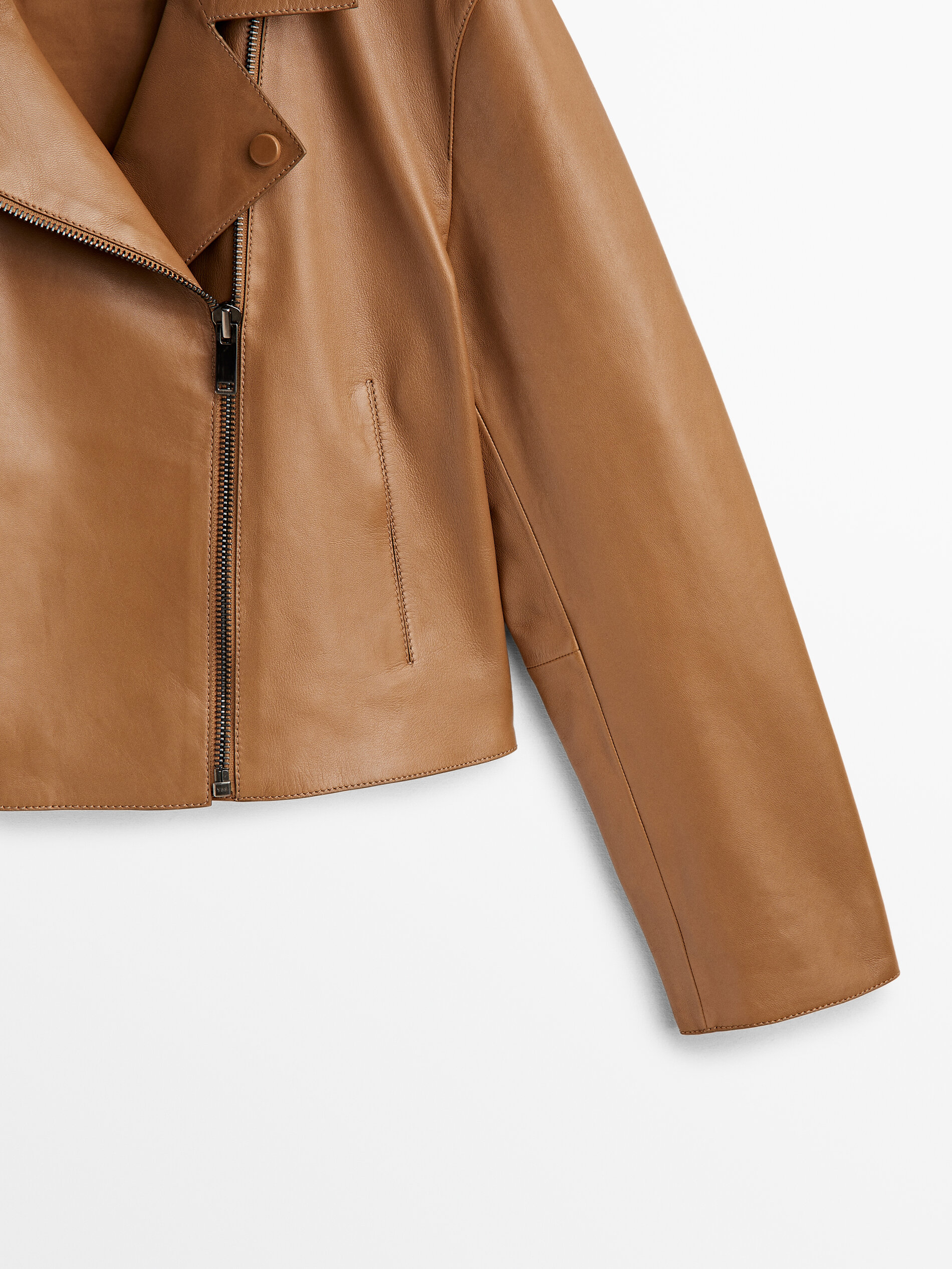 Chaqueta biker piel napa cantos lujados - CUERO