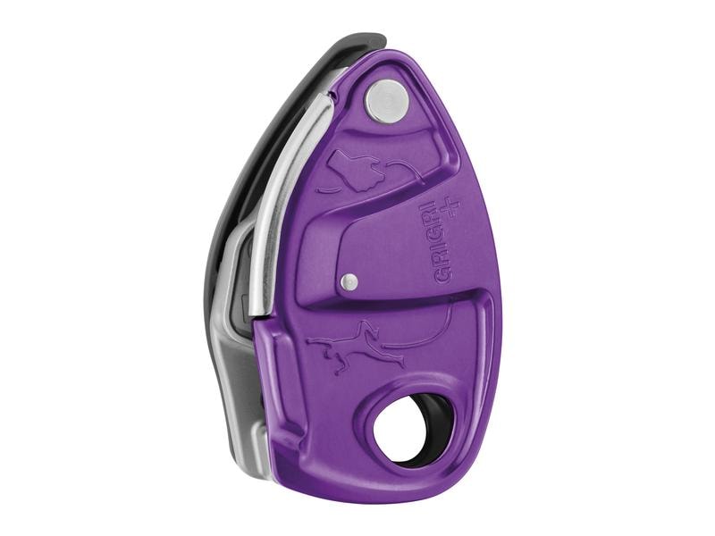 Petzl Sicherungsgerät Grigri  Belay Device, Violett Sicherungsgerät mit Blocklernunterstützung durch Klemmnocken und Anti-Panik-Hebel