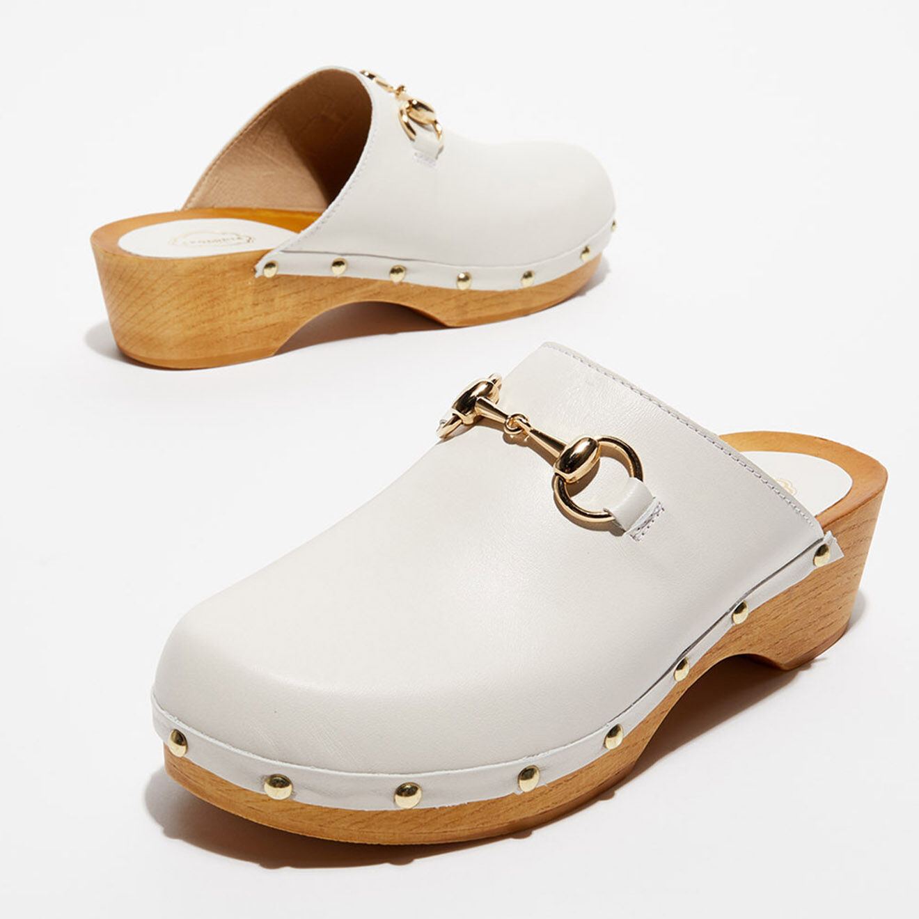 Apologie Studio Sabots en Cuir Nala blanc cassé - Talon 5 cm