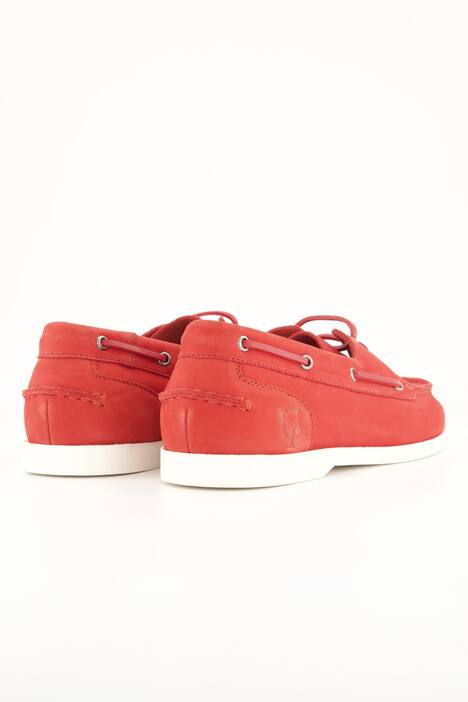 Leder-Bootsschuh, Nubukleder, Wechselfußbett, Weite H, neon rot