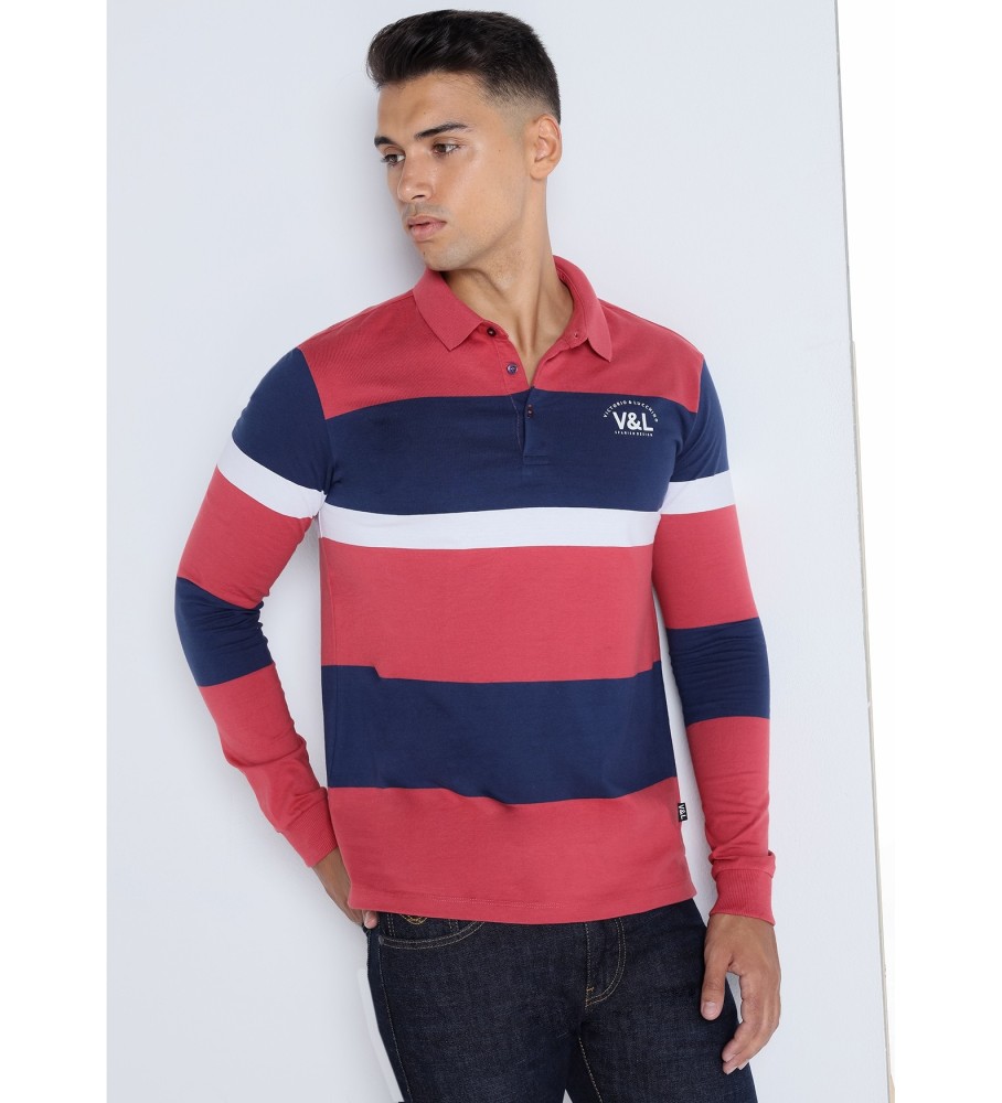 Camisa polo listrada de jacquard de manga comprida Victorio & Lucchino, V&L