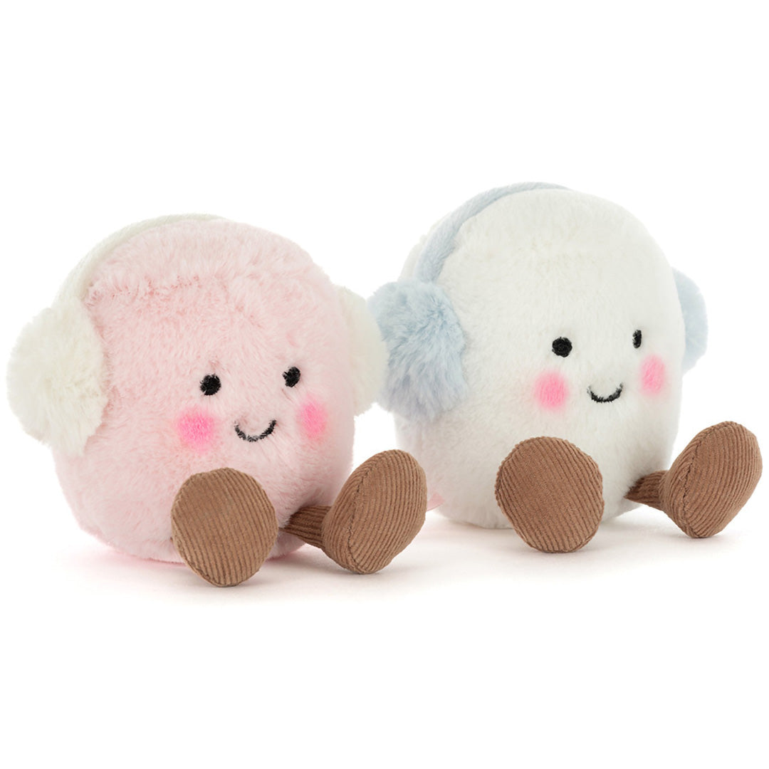 jellycat amuseables knuffelmarshmallows toastie pink and white - 16 cm