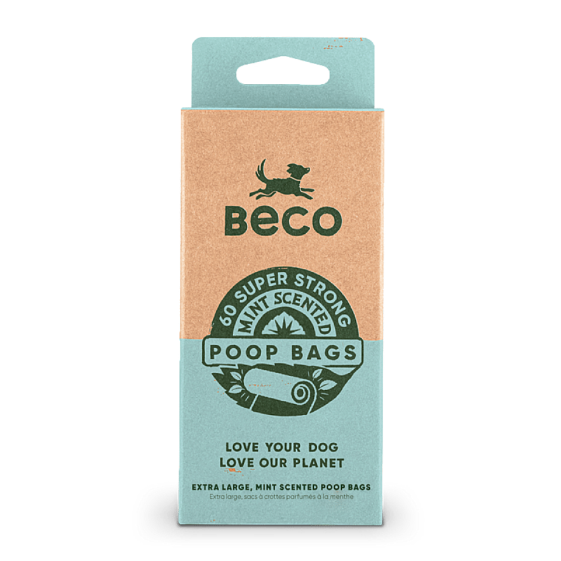 Beco Poop Bags Mint Scented Hond | Travel pack - 60 stuks | 12785