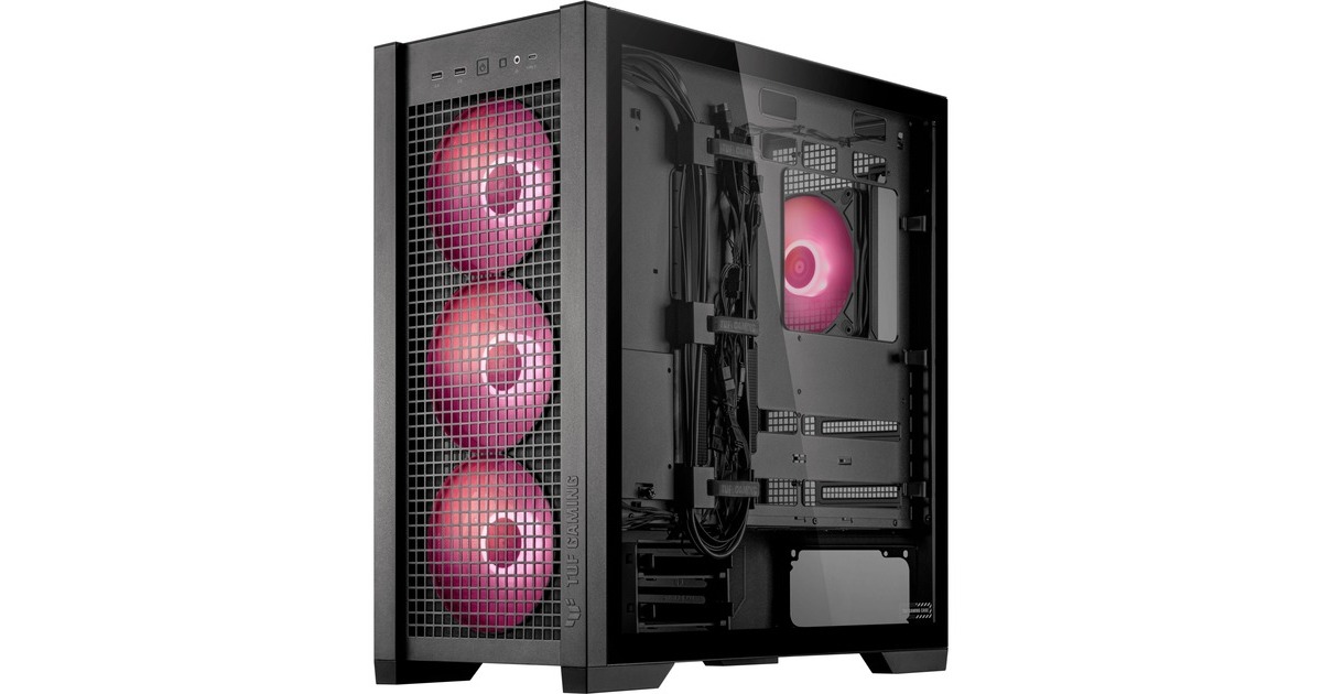 ASUSTUF Gaming GT302 ARGB midi tower behuizing  (Zwart | 2x USB-A | 1x USB-C | RGB | Tempered Glass)