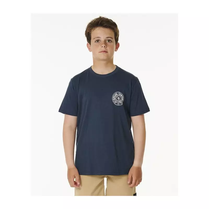 Teeshirt junior RIPCURL Stapler Tee -Boy Dark Navy