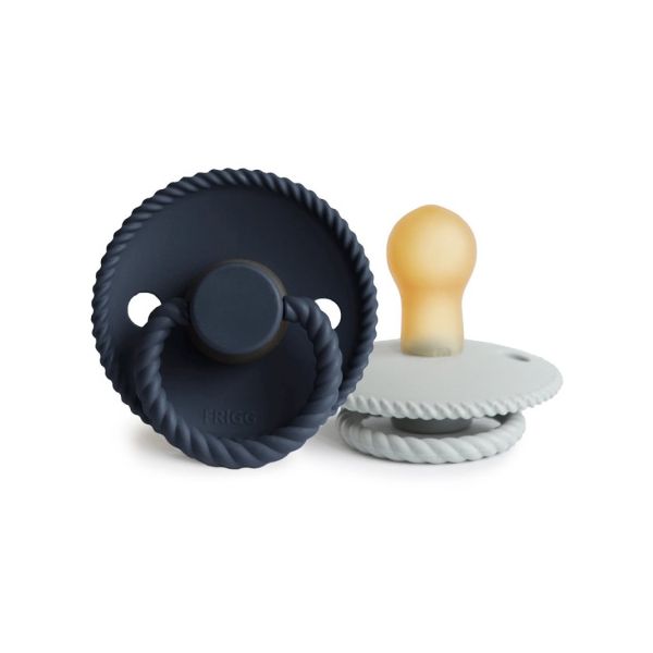 Frigg Fopspeen Rope Silver Gray/Dark Navy T1 0-6mnd (2 stuks)