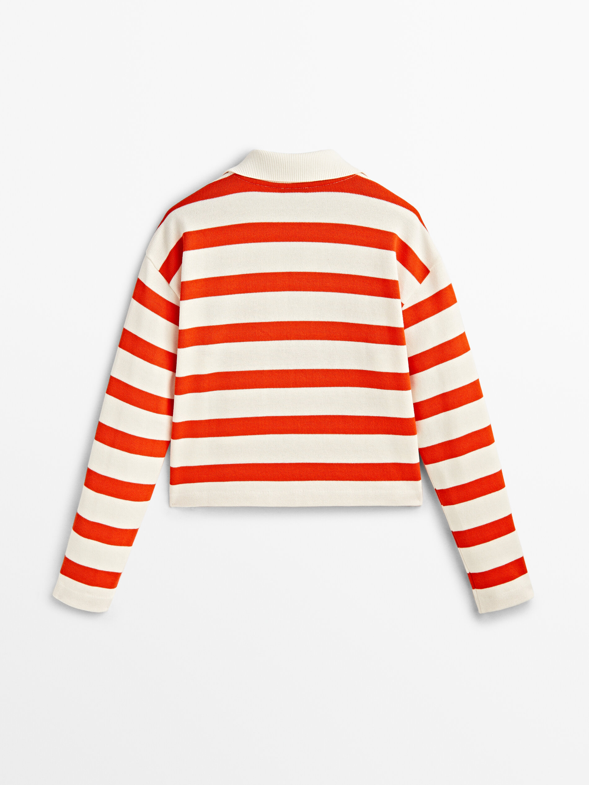 Moletom listrado com gola alta e listras cruzadas - VERMELHO