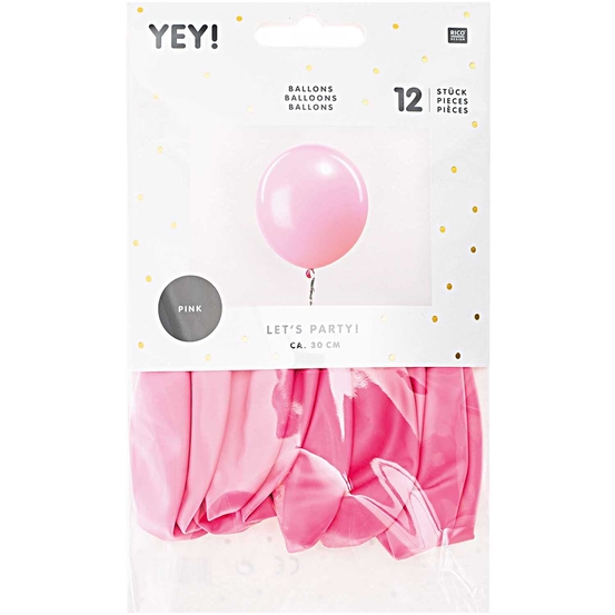 Ballons roses, H. 30 cm, x 12 pièces