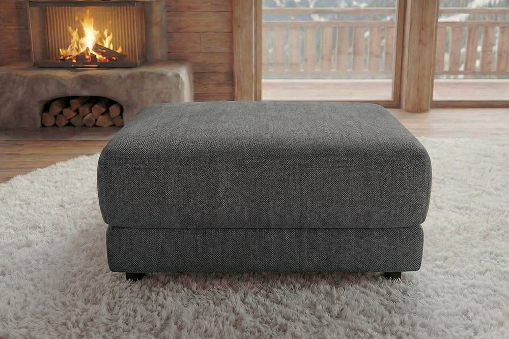 Moderner Hocker LOFT 75cm grau Vogue Velours Samt Nosagfederung Taschenfederkern