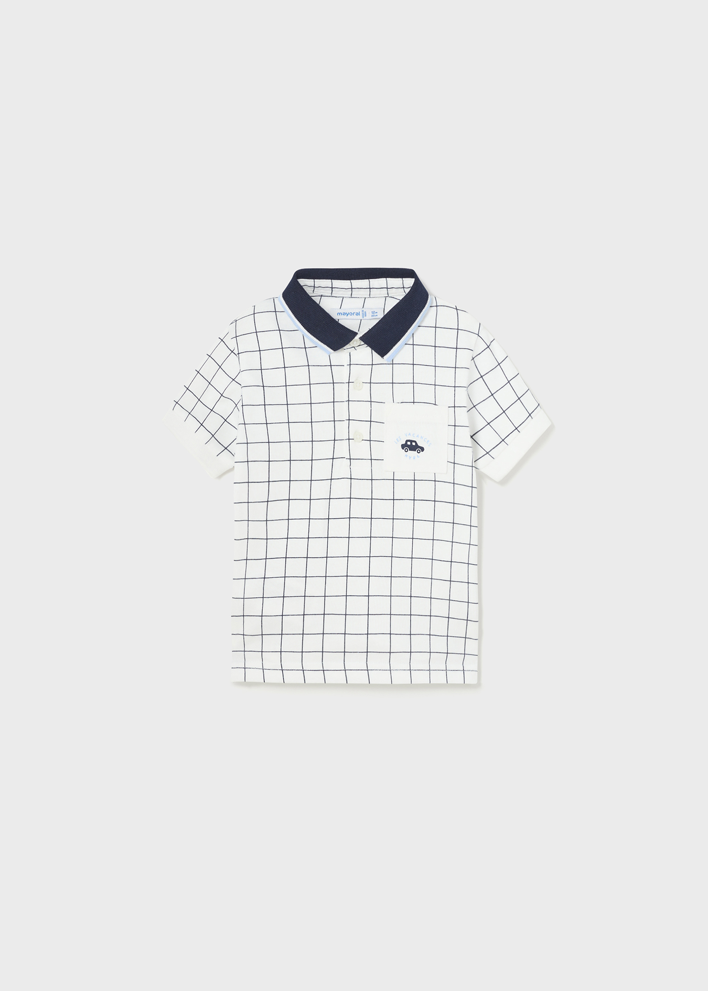 Camisa polo de manga curta com estampa em algodão sustentável para bebês