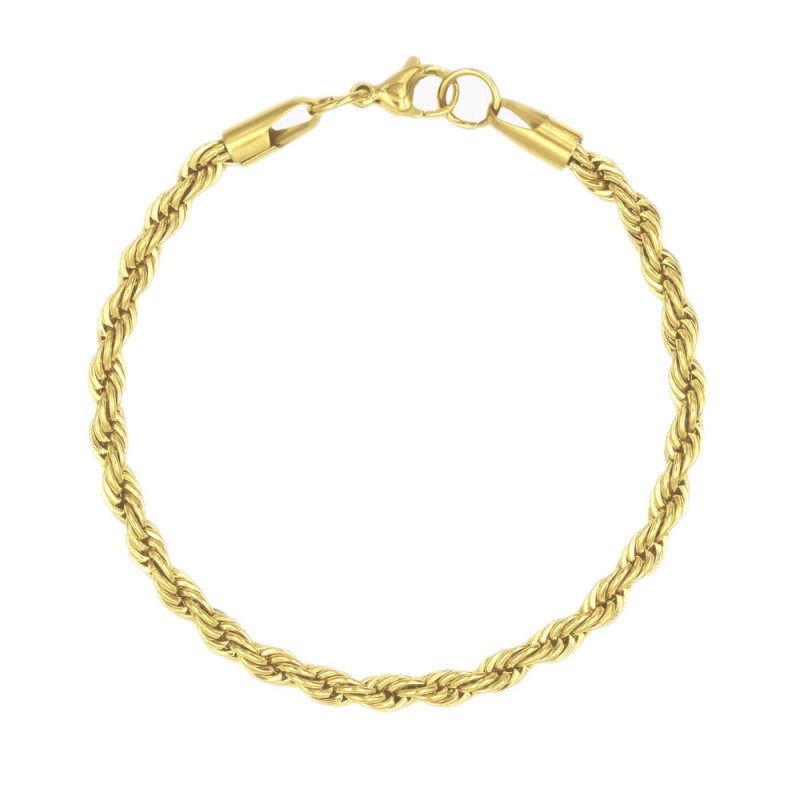 Bracelet Homme Acier Maille Corde Dorée