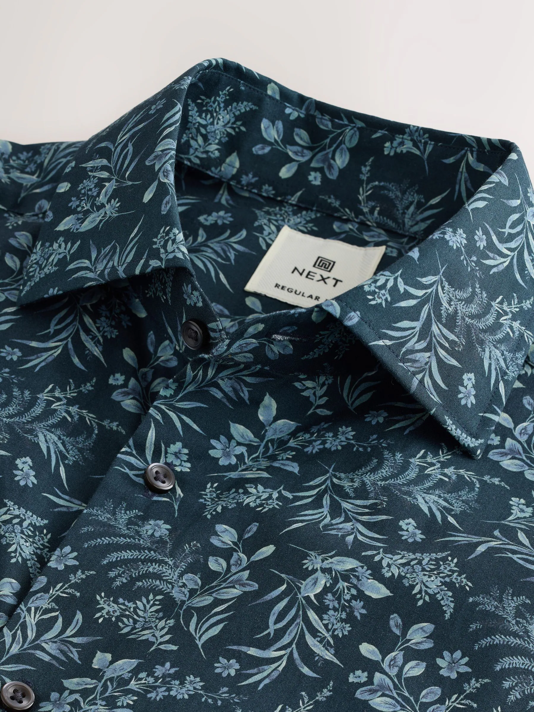 Marineblauwe bloemenprint - Overhemd met print en lange mouwen
