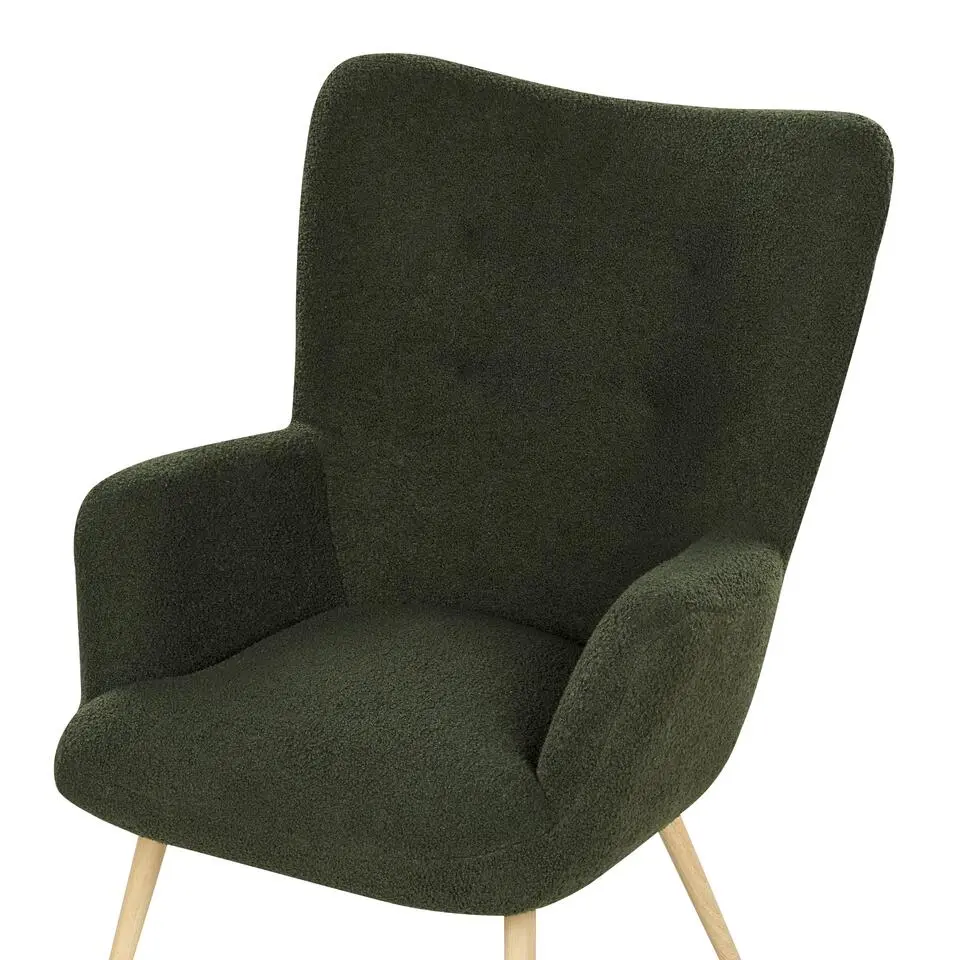 VEJLE II - Fauteuil met hocker - Donkergroen - Bouclé