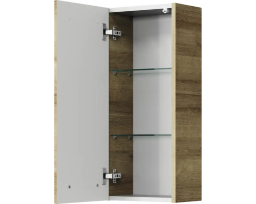 Pelipal Kumba badkamermeubelset (B x H x D): 107 x 200 x 50 cm, frontkleur: Riviera eiken, 5-delige set inclusief witte mineraalstenen wastafel, badmeubel en wandkast (99.770126474)