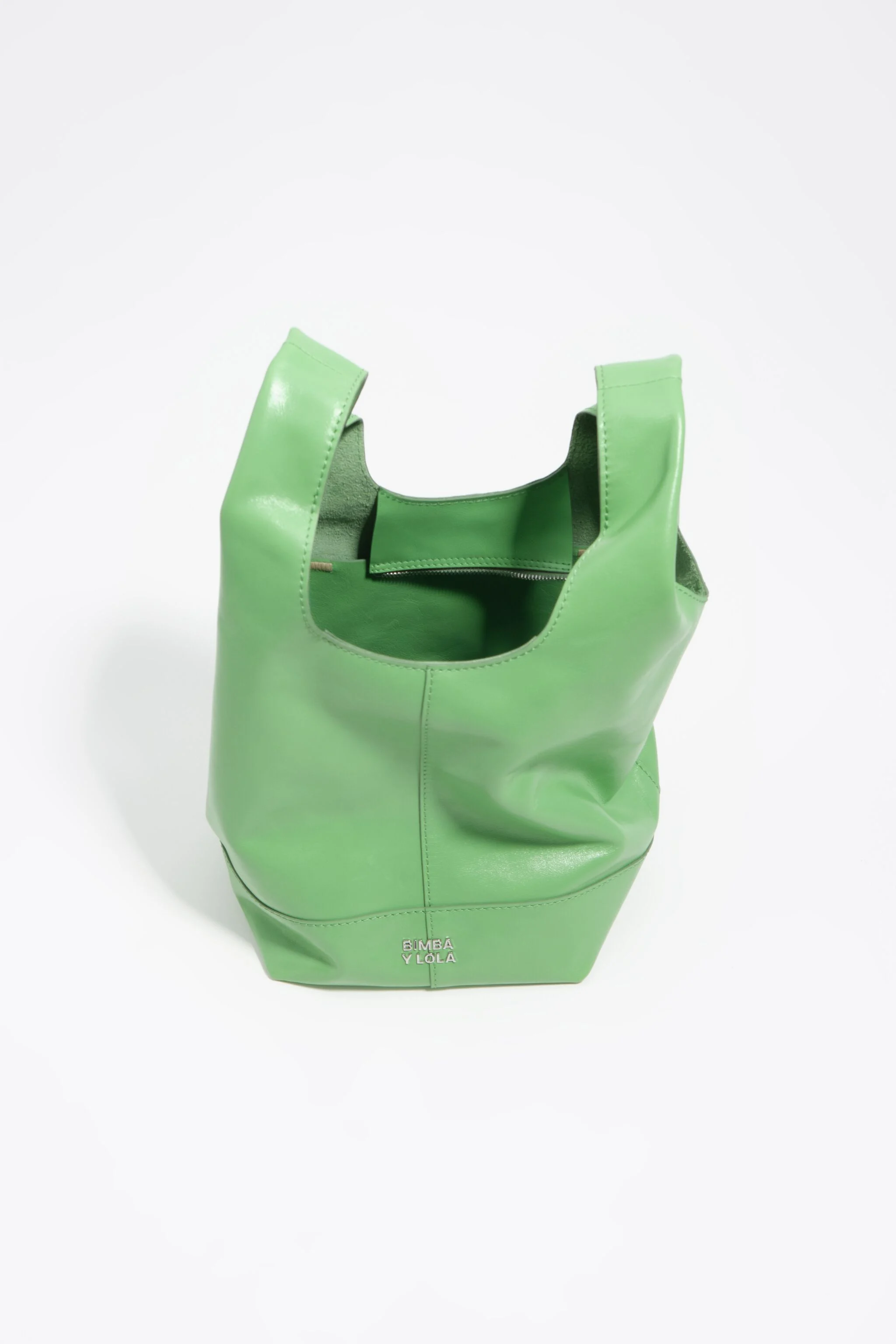 Saco de papel de couro esmeralda tamanho médio