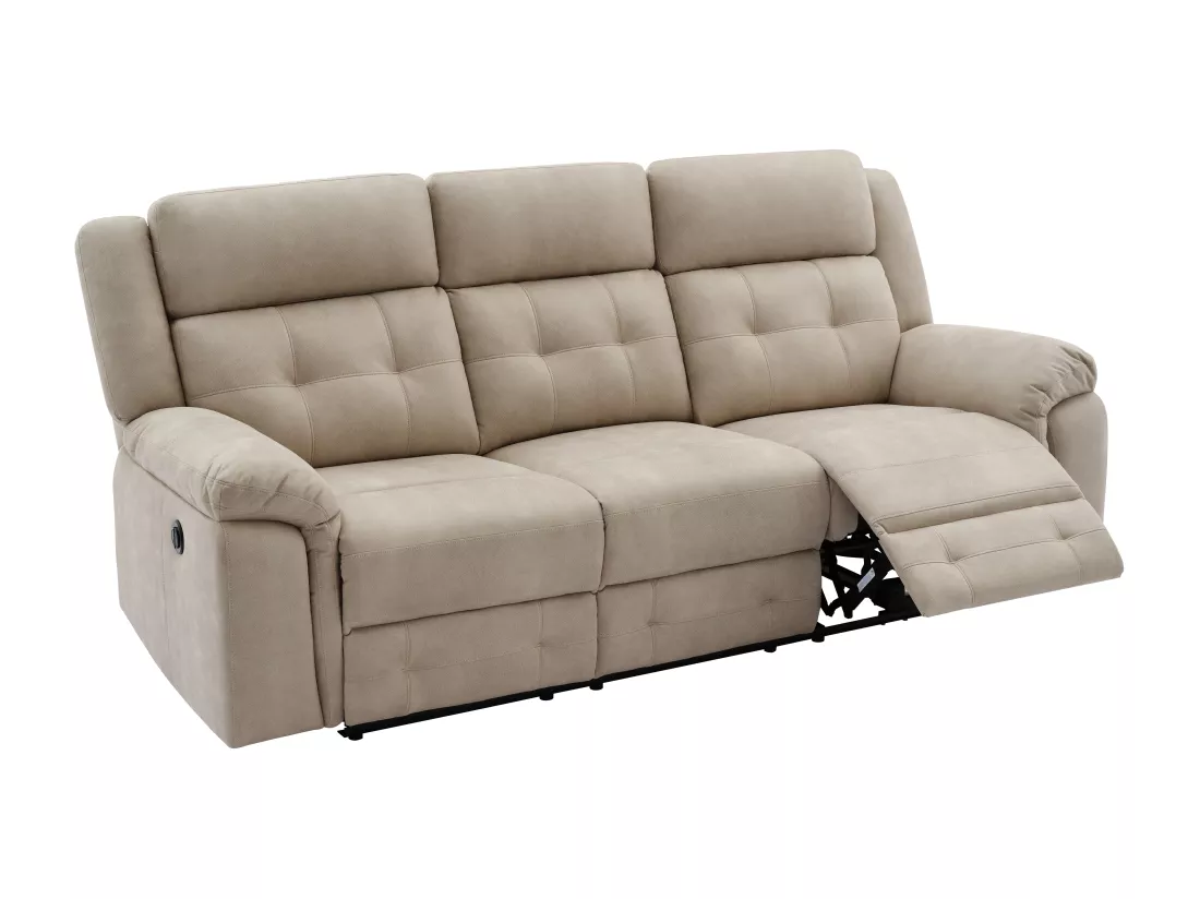 Canapé 3 places relax électrique en microfibre beige ORTIANO