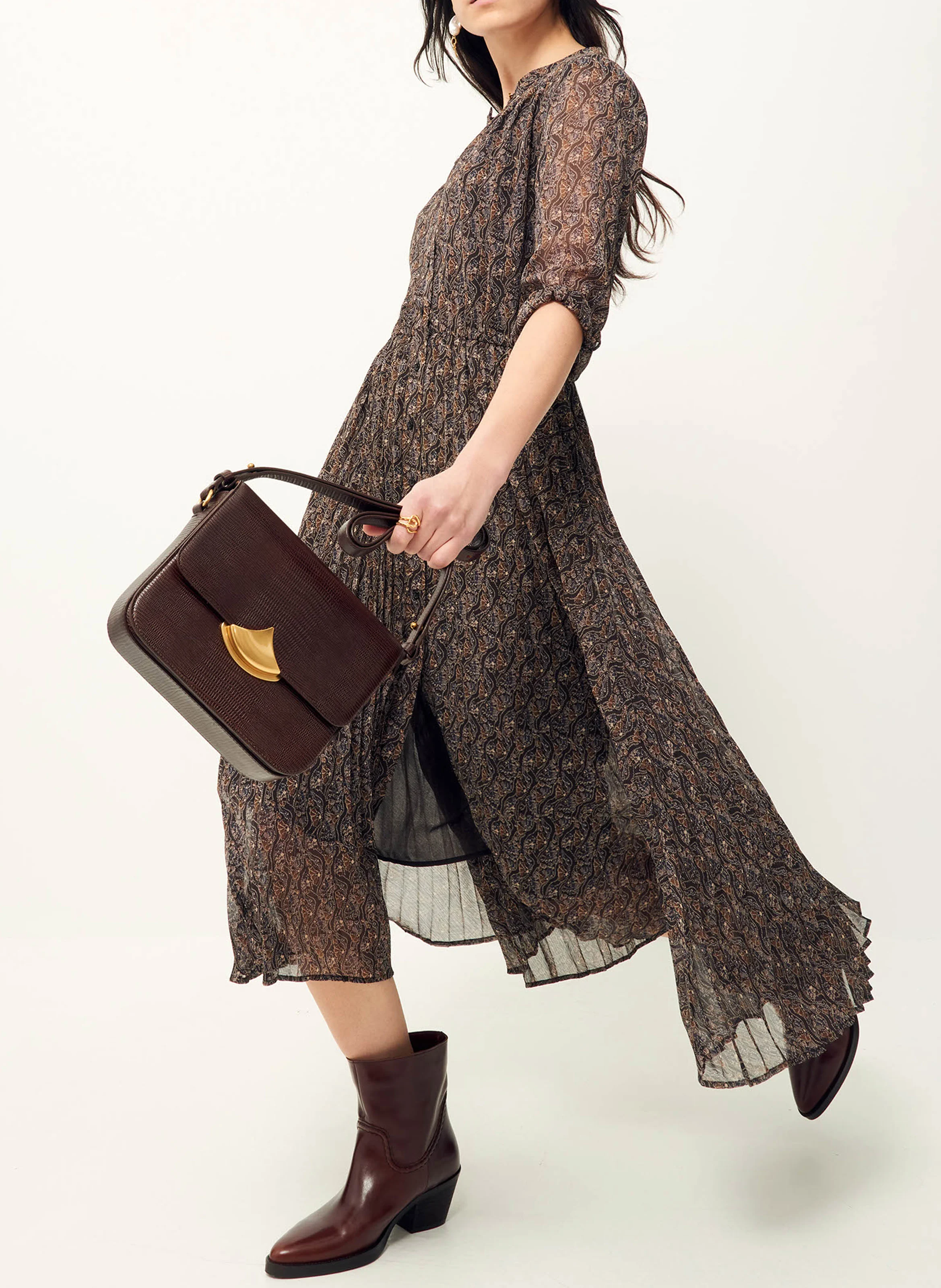 PAINTERLY - Robe longue imprimée | Noir