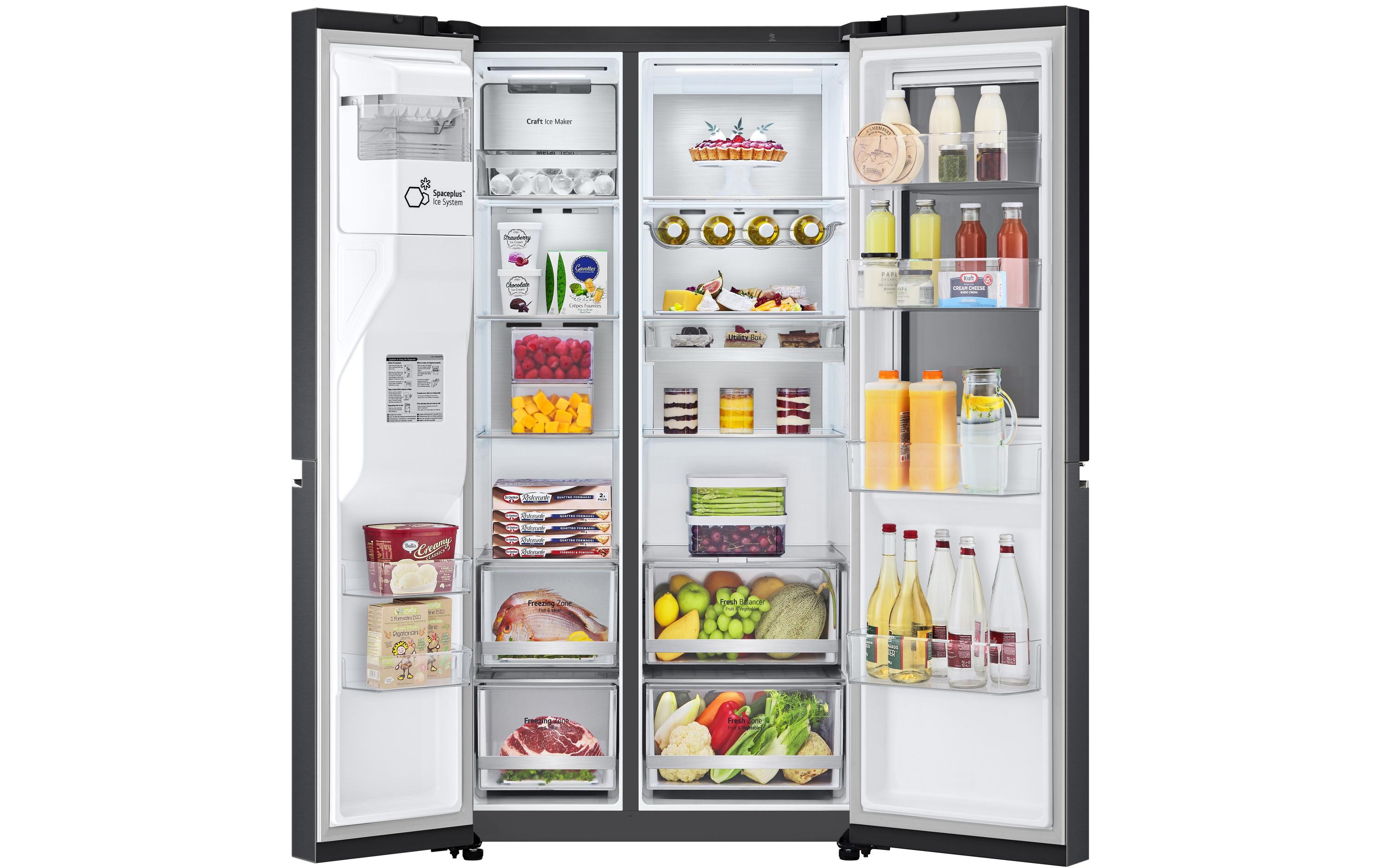 Foodcenter GSXV90MCDE Matte Black Steel<br>Side by Side Kühlgerät mit Fenster und Innenbeleuchtung