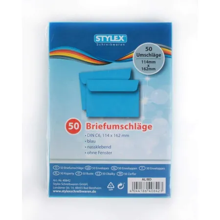Stylex Briefumschläge blau, DIN C6, 50 Stück