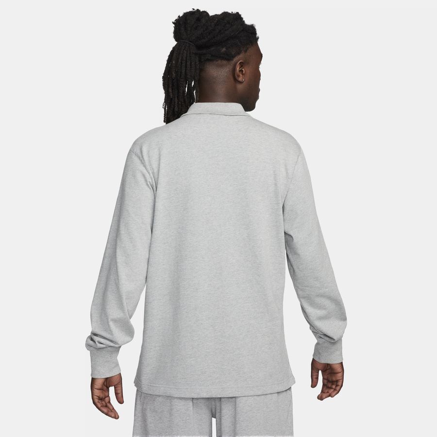 Nike Club Men's Long-Sleeve Knit Po DK GREY HEATHER/WHITE