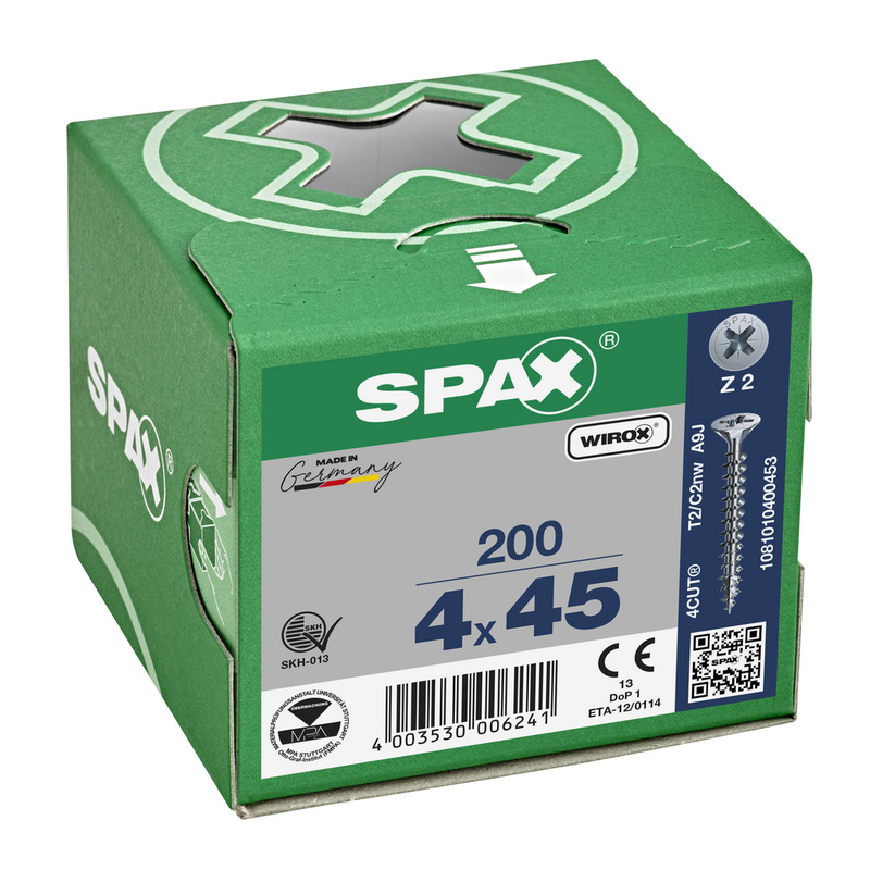Spax universele schroeven platkop voldraad 4x45mm PZ2