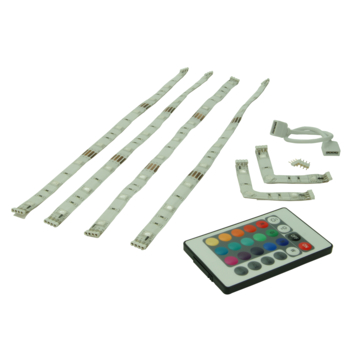 Prolight LED-strips gekleurd 40 cm met afstandsbediening (IP20) 4 stuks