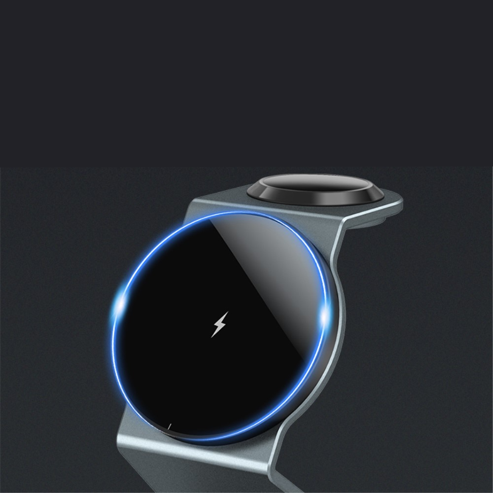 (15W) 3in1 MagSafe Ladegerät Qi Wireless Charger für Apple iPhone / Apple Airpods / Apple Watch Ladestation - Schwarz