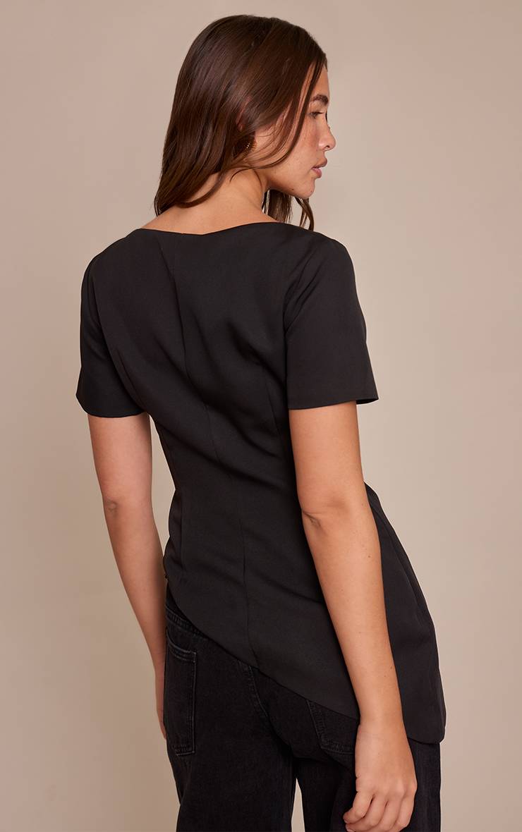 Noir Haut Tissé Structuré À Ourlet Asymétrique