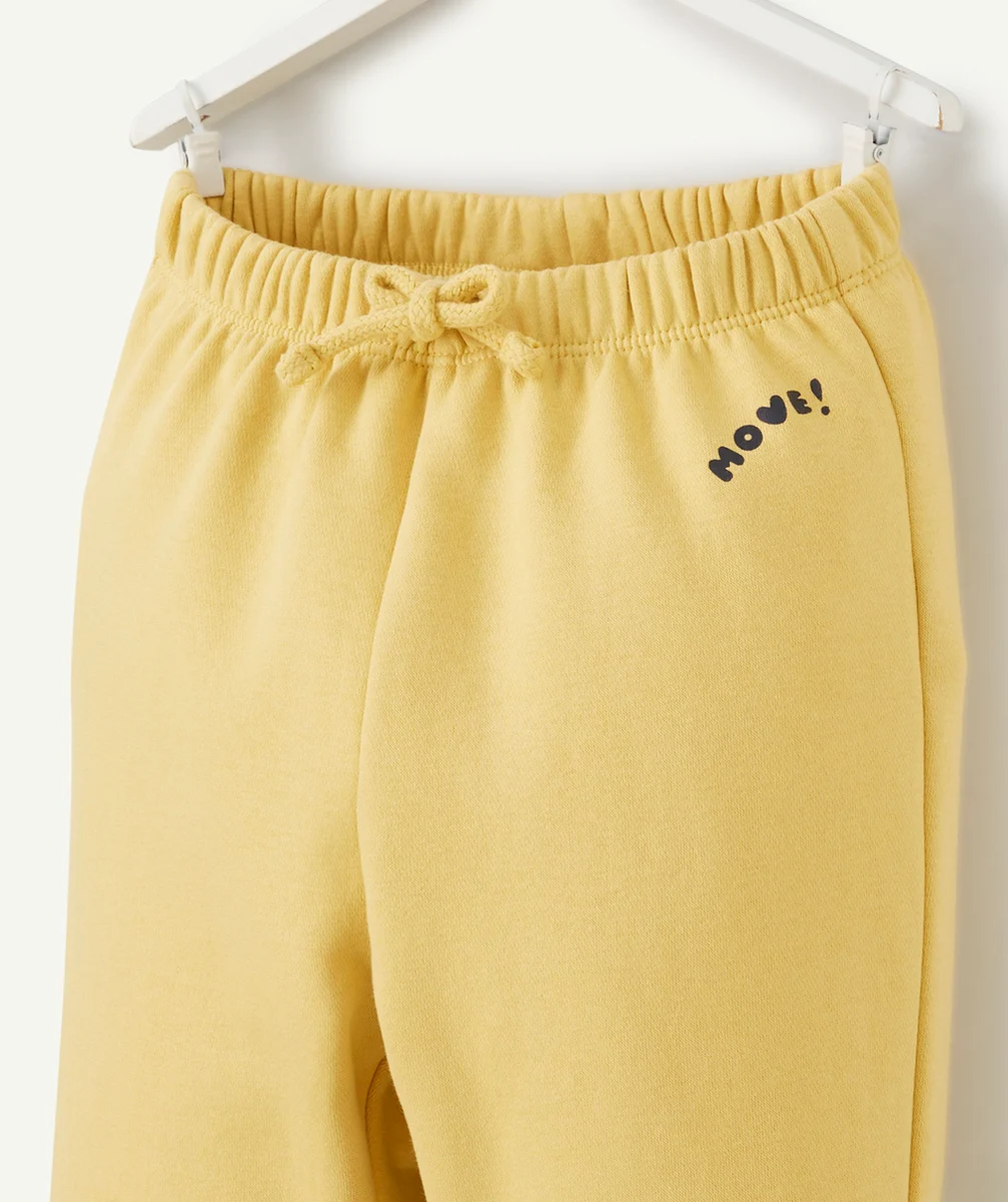 JOGGING BÉBÉ GARÇON EN FIBRES RECYCLÉES JAUNE AVEC MESSAGE