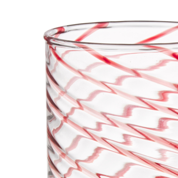 Glas met rode strepen
