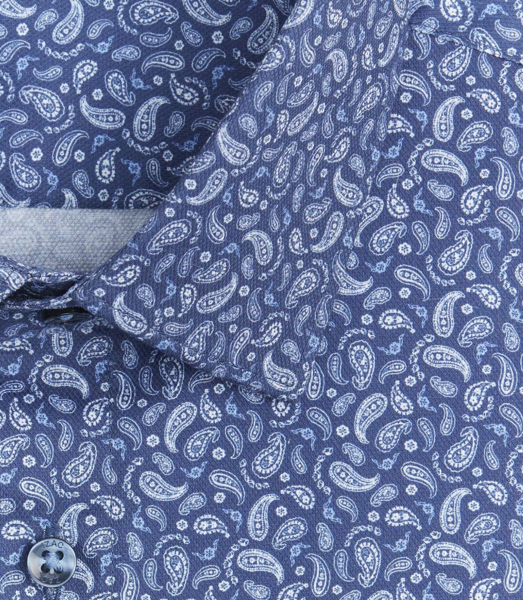 Chemise imprimée cachemire marine 
