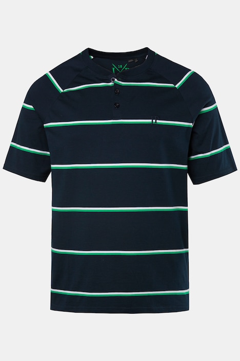 Schlafanzug, Zweiteiler, geringeltes Henley, bis 8 XL