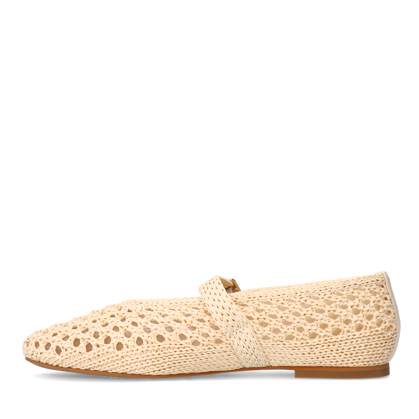 Witte raffia ballerina met gesp