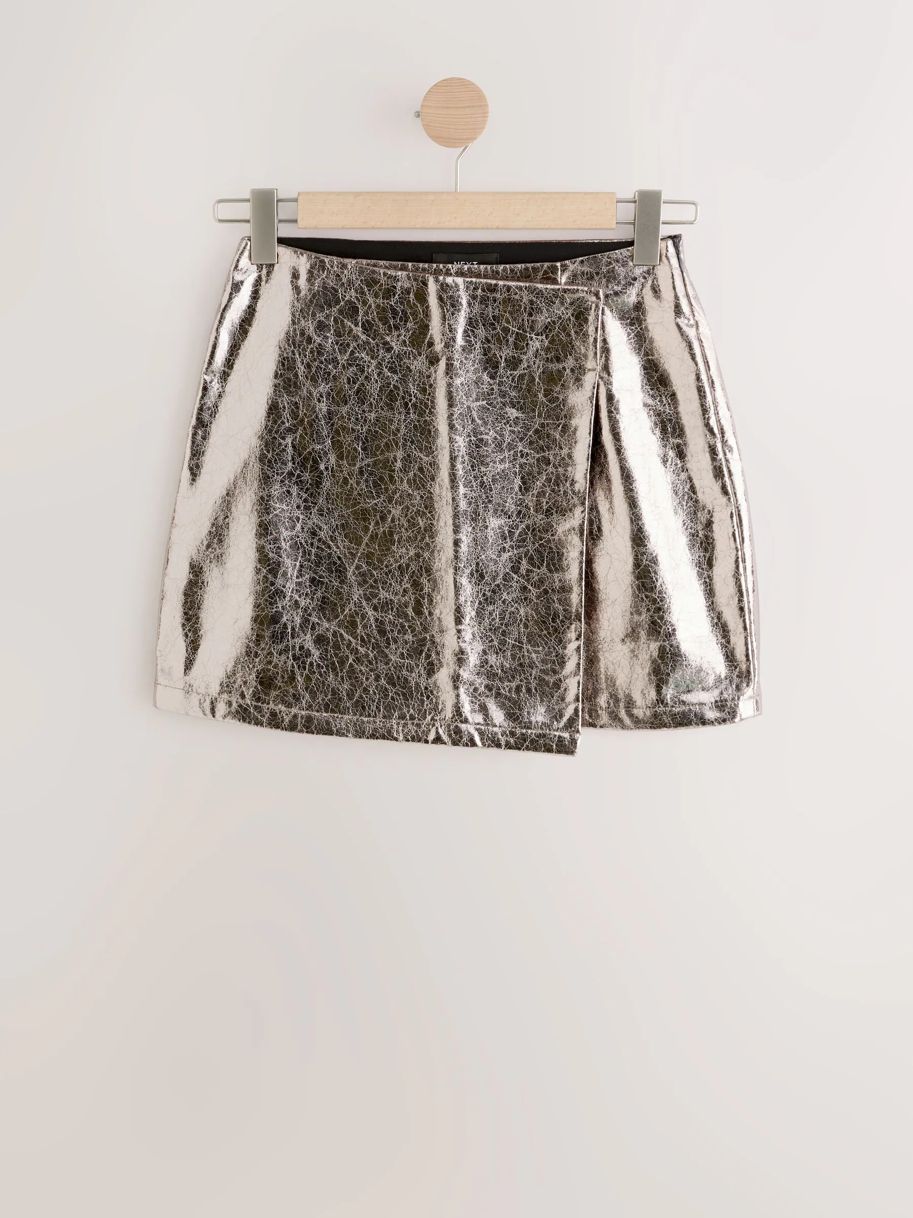 Donkergrijs - Metallic Faux Leather Mini Skirt