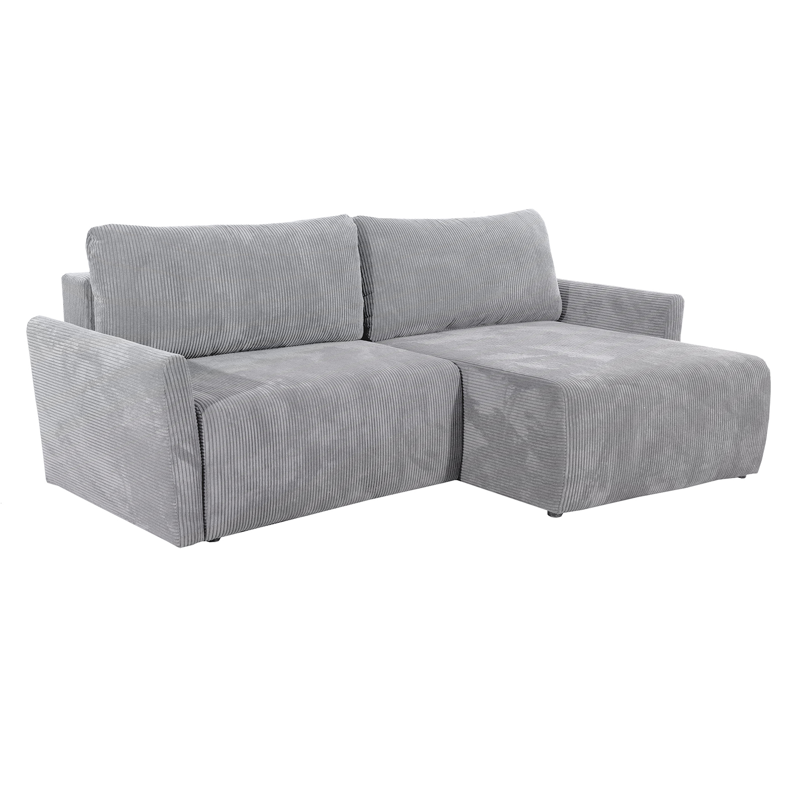 Ecksofa - silber - Liegefunktion und Bettkasten