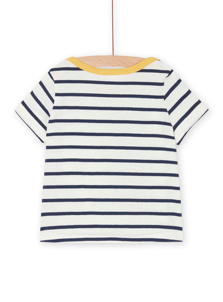 T-shirt bleu marine et blanc à imprimé à rayures
