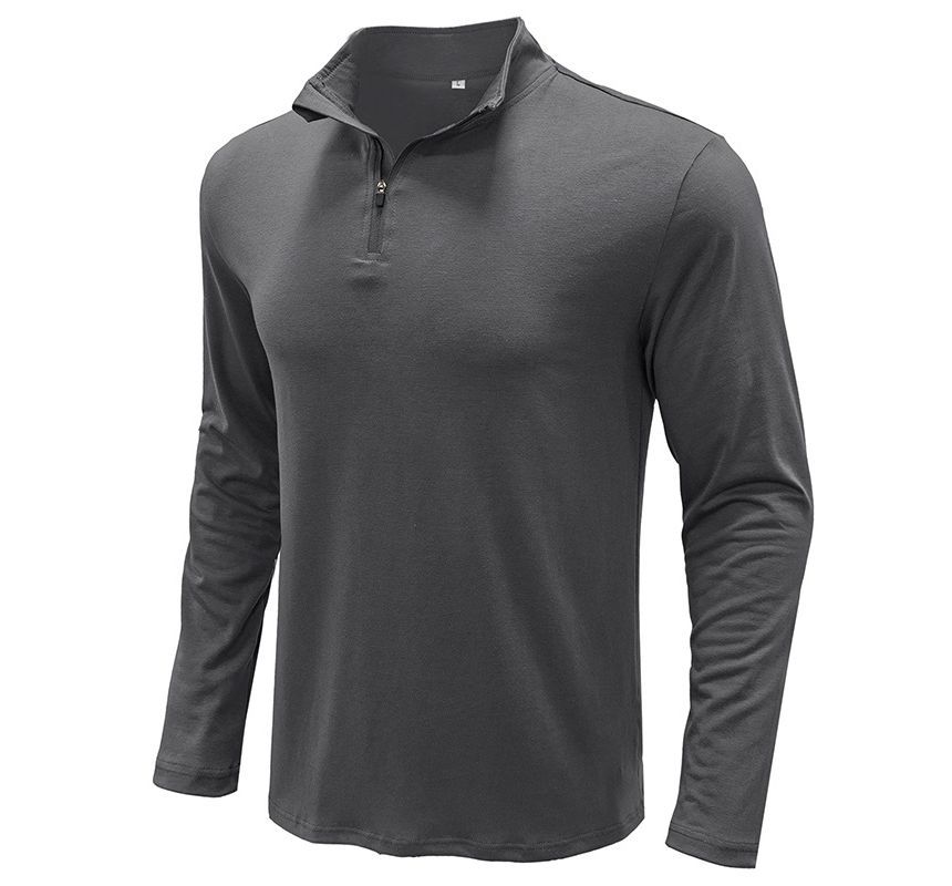 Dubbel Wit - Poloshirt met opstaande kraag en rits