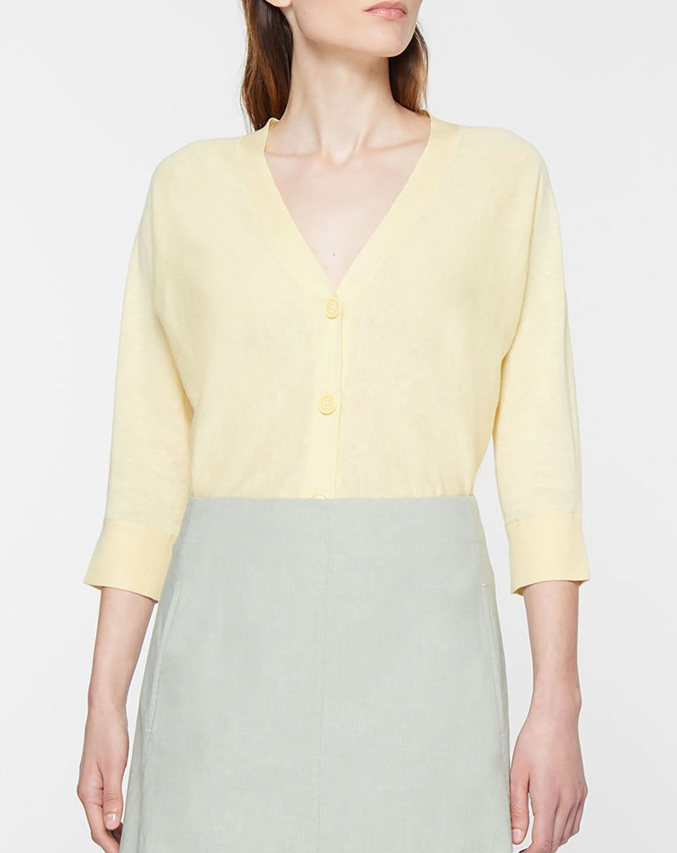 Jodhpur Gilet droit en Lin & Coton Mimosa jaune
