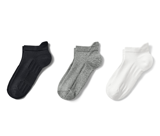 3 Paar Unisex-Profi-Laufsocken, schwarz, weiß, grau