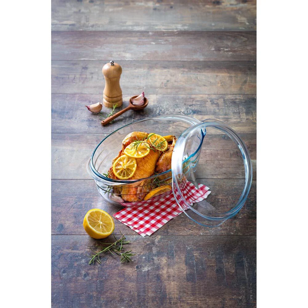 Cocotte ovale en verre transparent 4 L