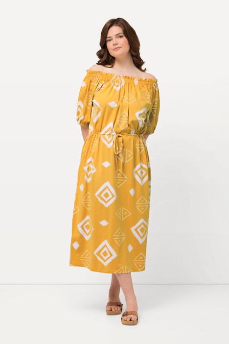 Maxikleid, Carmen-Ausschnitt, Halbarm , Biobaumwolle