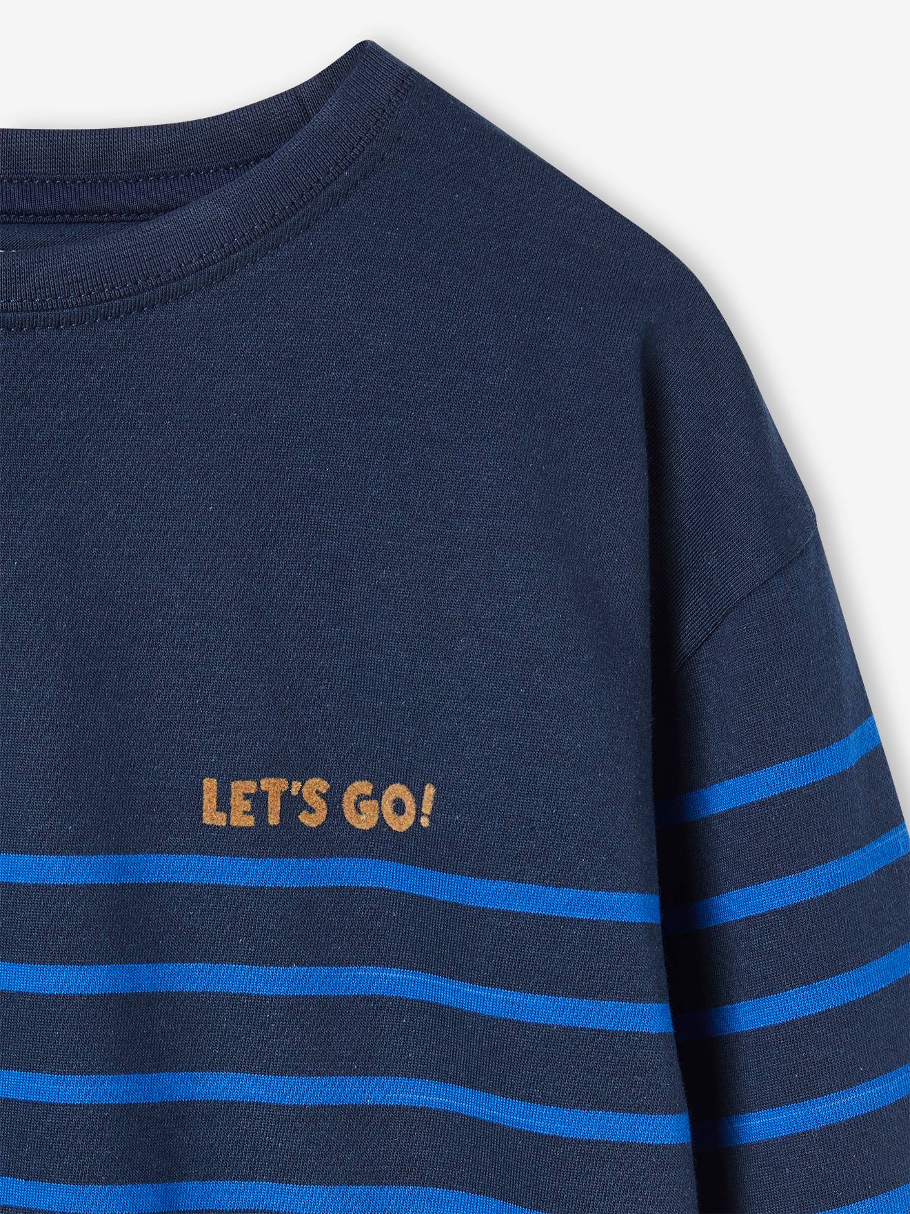 Camiseta estilo marinheiro com detalhe em veludo flocado no peito, para meninos, cinza mesclado médio
