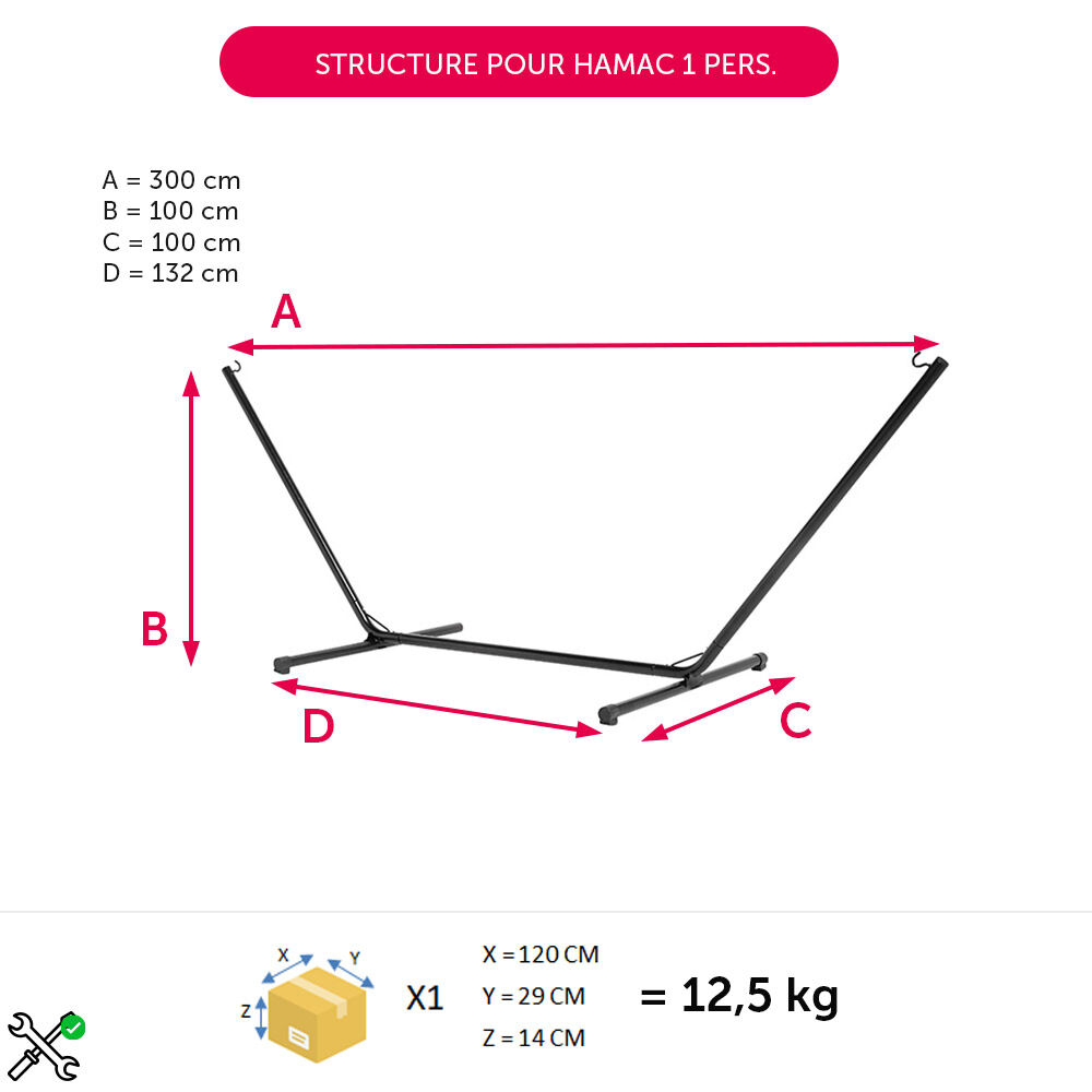 Structure pour hamac 1 personne