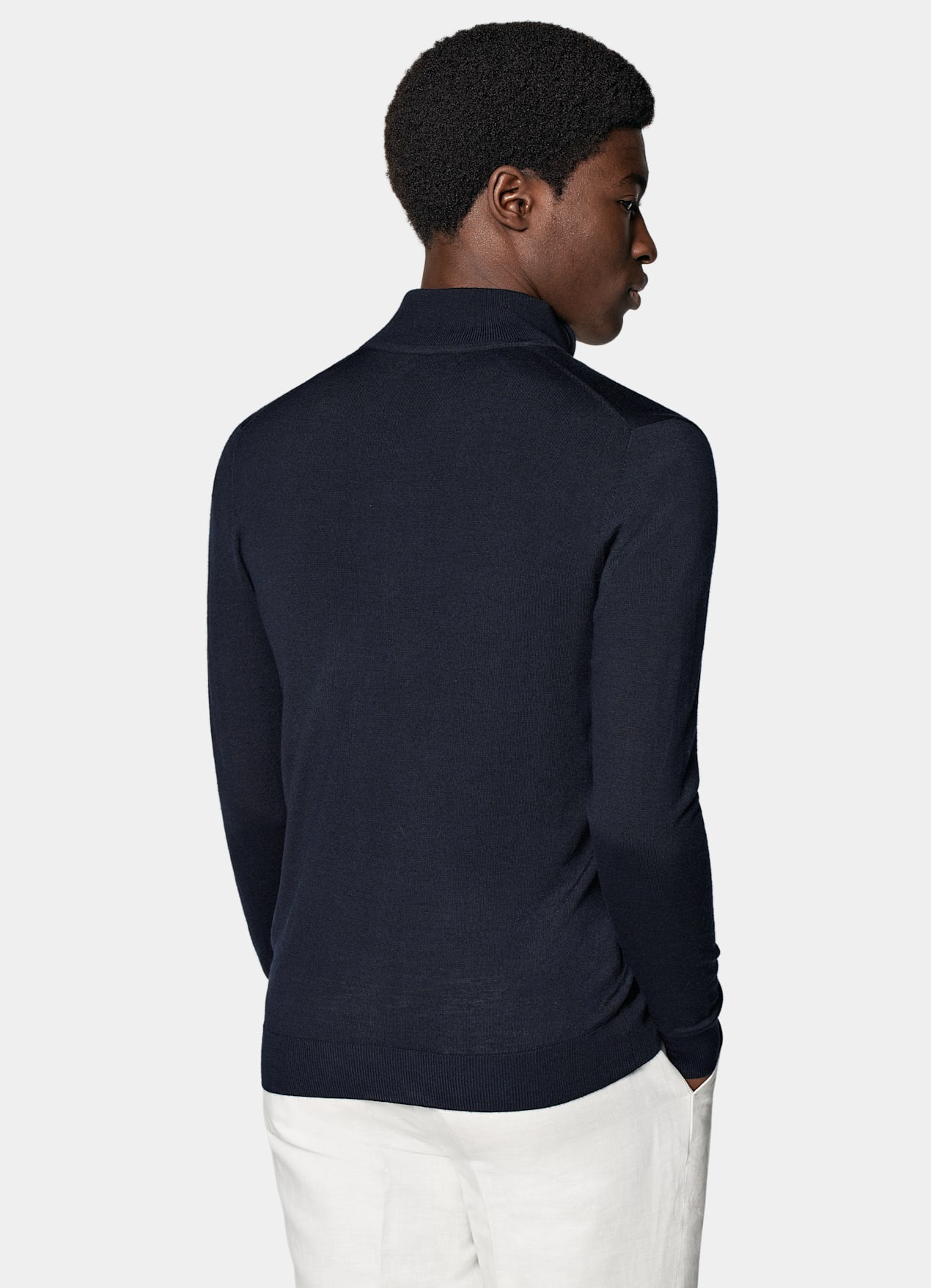 Cardigan zippé Merino bleu marine