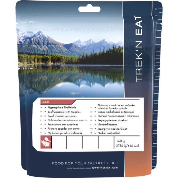 Repas lyophilisé TREK'N EAT BOEUF CHASSEUR PÂTES 160G