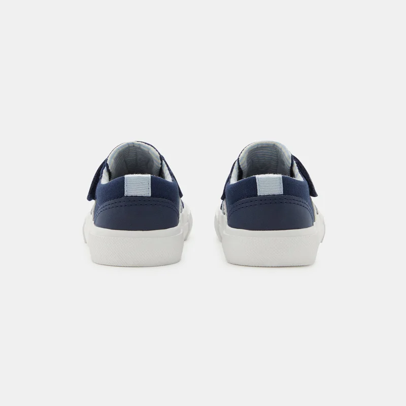 Tennis bi-matières lacets élastique bleues bébé garçon Bleu