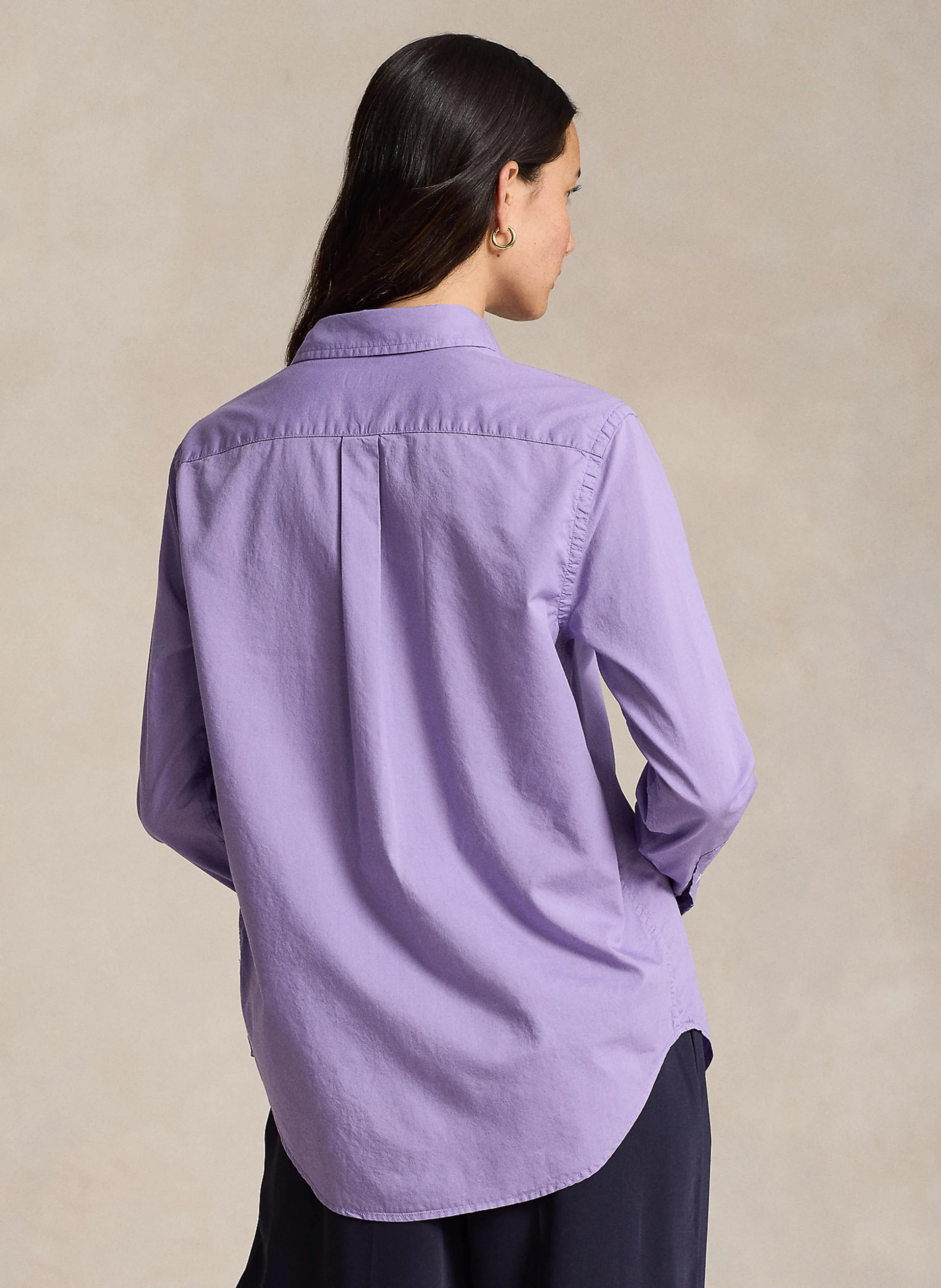 Chemise col rond en coton | Violet
