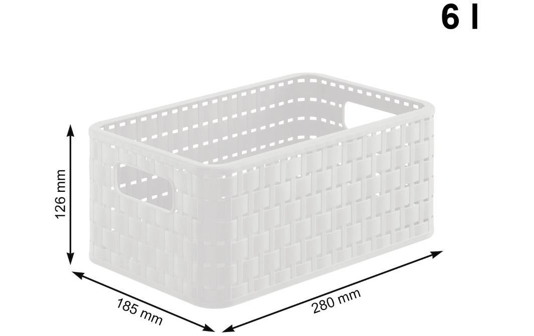 Aufbewahrungskorb Country 28 x 18.5 x 12.6 cm, WeissAufbewahrungskiste mit Griffen