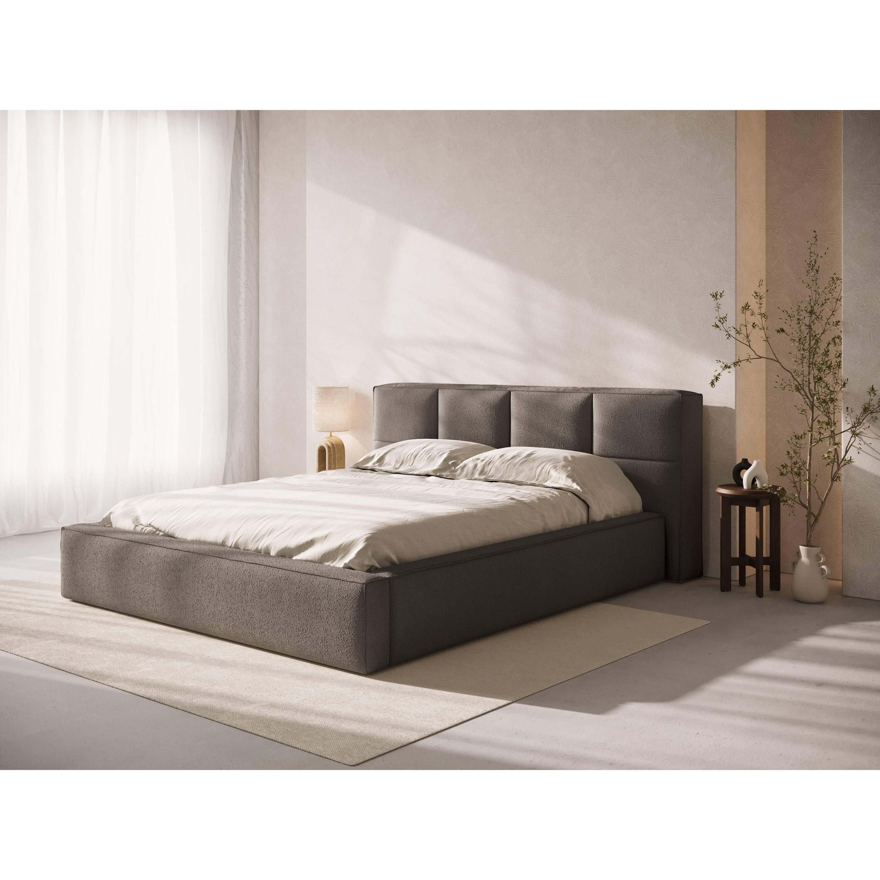 Micadoni Bedframe met opbergvak Simon 200x200 bouclé